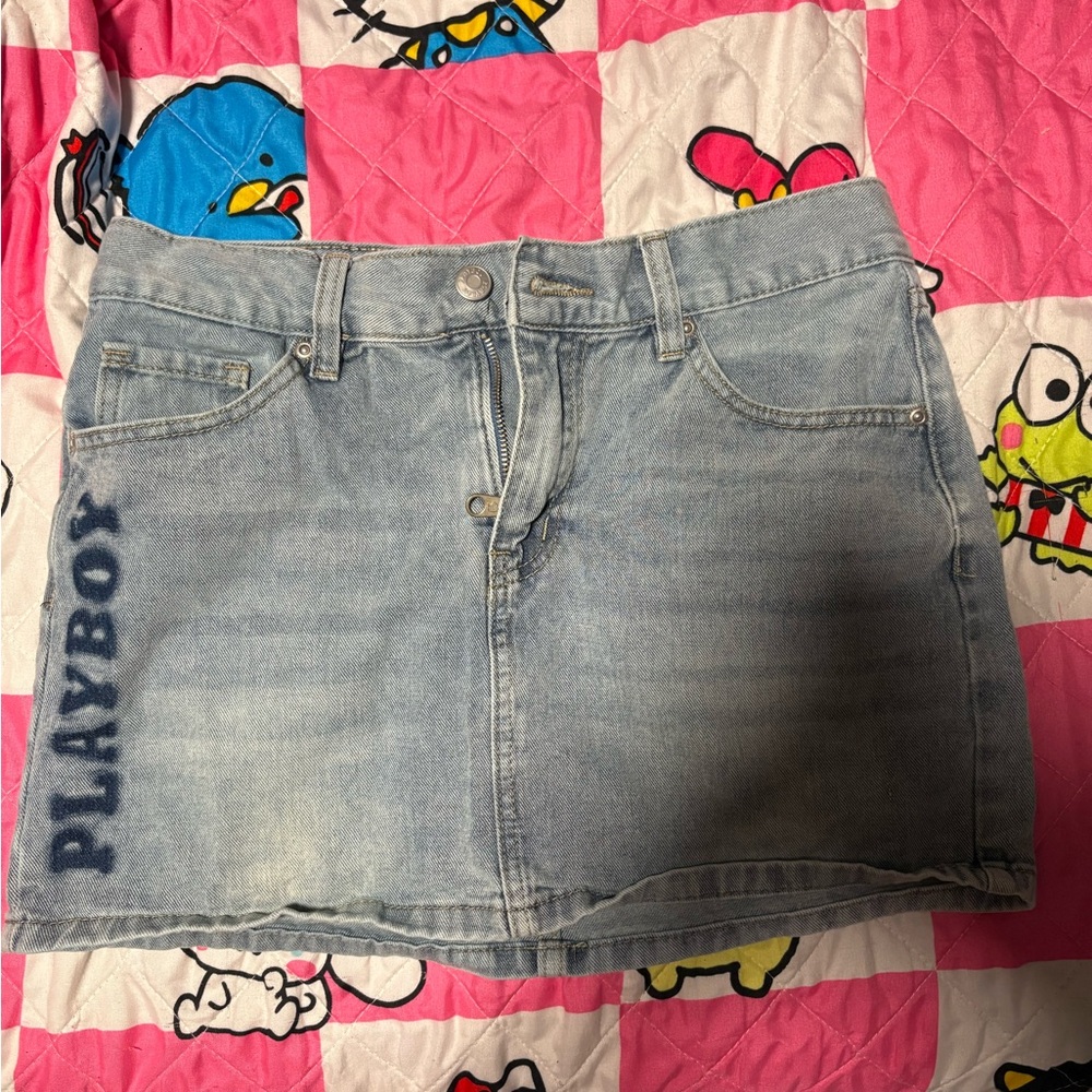 PLAYBOY Women's Light Blue Denim Mini Skirt